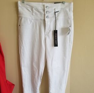 White stretch high waist pants